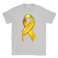 Moon Dust Childhood Cancer Ribbon with Feather Classic Tee - texasbilliewilder