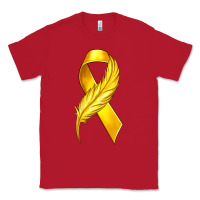 Red Childhood Cancer Ribbon with Feather Classic Tee - texasbilliewilder