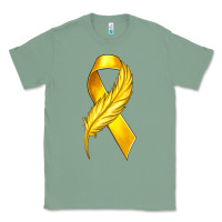Sage Childhood Cancer Ribbon with Feather Classic Tee - texasbilliewilder