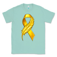 Seafoam Childhood Cancer Ribbon with Feather Classic Tee - texasbilliewilder