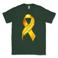 Sports Green Childhood Cancer Ribbon with Feather Classic Tee - texasbilliewilder