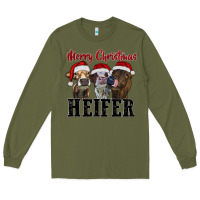 Army Green merry christmas heifer Long Sleeve Tee - RanaPortraitStore