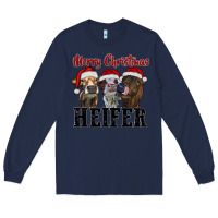Navy merry christmas heifer Long Sleeve Tee - RanaPortraitStore