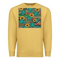 Antique Gold western gemstone sunflowers serape cowhide glitter wooden Premium Sweatshirt - Artiststas