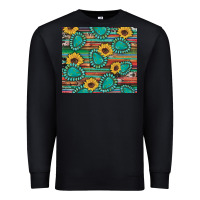 Black western gemstone sunflowers serape cowhide glitter wooden Premium Sweatshirt - Artiststas