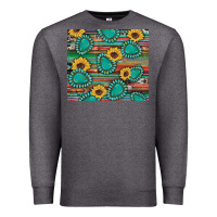 Charcoal Heather western gemstone sunflowers serape cowhide glitter wooden Premium Sweatshirt - Artiststas