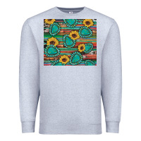 Heather Grey western gemstone sunflowers serape cowhide glitter wooden Premium Sweatshirt - Artiststas