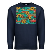 Navy western gemstone sunflowers serape cowhide glitter wooden Premium Sweatshirt - Artiststas