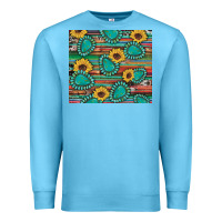 Ocean Blue western gemstone sunflowers serape cowhide glitter wooden Premium Sweatshirt - Artiststas