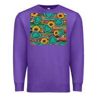 Purple western gemstone sunflowers serape cowhide glitter wooden Premium Sweatshirt - Artiststas