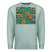 Seafoam western gemstone sunflowers serape cowhide glitter wooden Premium Sweatshirt - Artiststas