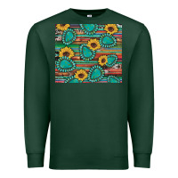 Sports Green western gemstone sunflowers serape cowhide glitter wooden Premium Sweatshirt - Artiststas