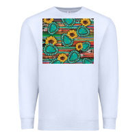 Western Gemstone Sunflowers Serape Cowhide Glitter Wooden Premium Sweatshirt | Teevron