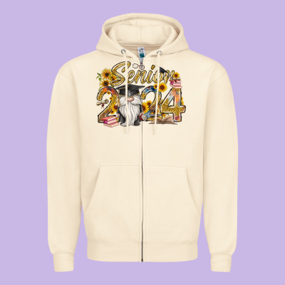 Senior 2024 Zipper Hoodie Designed By Racoondesign