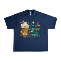 Navy half human half coffee Urban Heavy Tee - texasbilliewilder