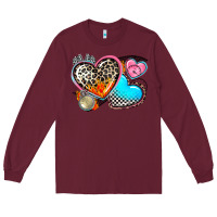 Burgundy western leopard  racing  hearts Long Sleeve Tee - AdoDesignShop