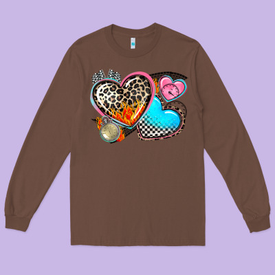 Western Leopard  Racing  Hearts Long Sleeve Tee Designed By Adodesignshop