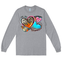 Heather Grey western leopard  racing  hearts Long Sleeve Tee - AdoDesignShop