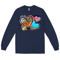 Navy western leopard  racing  hearts Long Sleeve Tee - AdoDesignShop