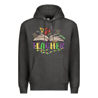 Charcoal Heather teacher mardi gras Premium Hoodie - MaliasSmallBusiness