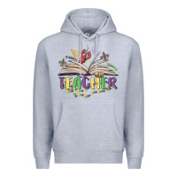 Heather Grey teacher mardi gras Premium Hoodie - MaliasSmallBusiness