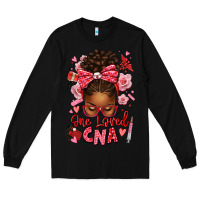 Black one loved cna afro messy bun Long Sleeve Tee - texasbilliewilder