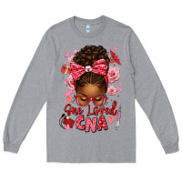 Heather Grey one loved cna afro messy bun Long Sleeve Tee - texasbilliewilder