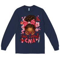 Navy one loved cna afro messy bun Long Sleeve Tee - texasbilliewilder