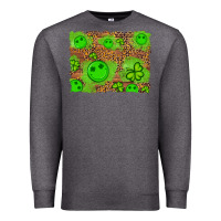 Charcoal Heather shamrock glitter leopard and wood background Premium Sweatshirt - Artiststas