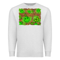 Oatmeal Heather shamrock glitter leopard and wood background Premium Sweatshirt - Artiststas