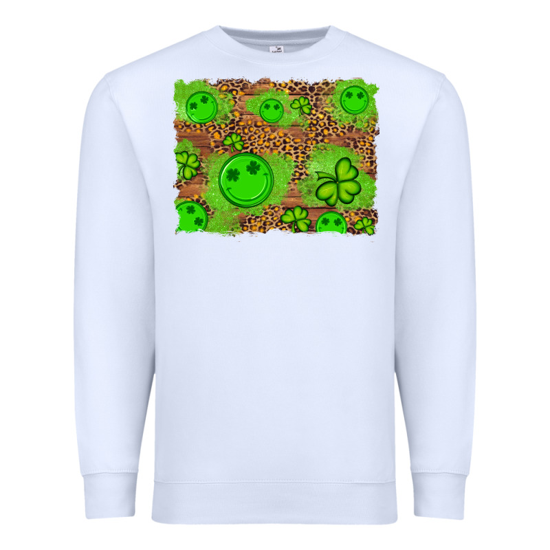 Shamrock Glitter Leopard And Wood Background Premium Sweatshirt by Artiststas | Teevron