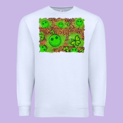 Shamrock Glitter Leopard And Wood Background Premium Sweatshirt Designed By Artiststas