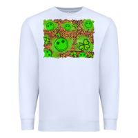 White shamrock glitter leopard and wood background Premium Sweatshirt - Artiststas