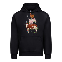 Black Merry Christmas Farm Animals Urban Hoodie - MaliasSmallBusiness