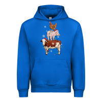 Cobalt Merry Christmas Farm Animals Urban Hoodie - MaliasSmallBusiness