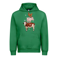 Emerald Merry Christmas Farm Animals Urban Hoodie - MaliasSmallBusiness