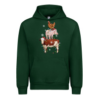 Forest Green Merry Christmas Farm Animals Urban Hoodie - MaliasSmallBusiness