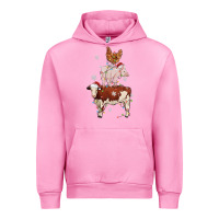 Fuchsia Pink Merry Christmas Farm Animals Urban Hoodie - MaliasSmallBusiness