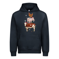 Navy Merry Christmas Farm Animals Urban Hoodie - MaliasSmallBusiness