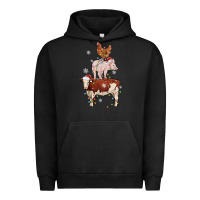 Pigment Black Merry Christmas Farm Animals Urban Hoodie - MaliasSmallBusiness