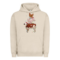 Pigment French Oak Merry Christmas Farm Animals Urban Hoodie - MaliasSmallBusiness