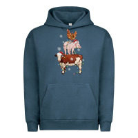 Pigment Midnight Navy Merry Christmas Farm Animals Urban Hoodie - MaliasSmallBusiness