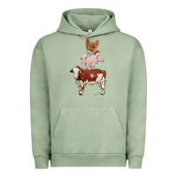 Pigment Oil Green Merry Christmas Farm Animals Urban Hoodie - MaliasSmallBusiness