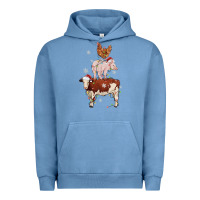 Pigment Pebble Blue Merry Christmas Farm Animals Urban Hoodie - MaliasSmallBusiness