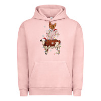 Pigment Salmon Merry Christmas Farm Animals Urban Hoodie - MaliasSmallBusiness
