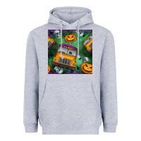 Halloween Bus And Pumpkin Seamless Pattern Heavyweight Hoodie | Teevron