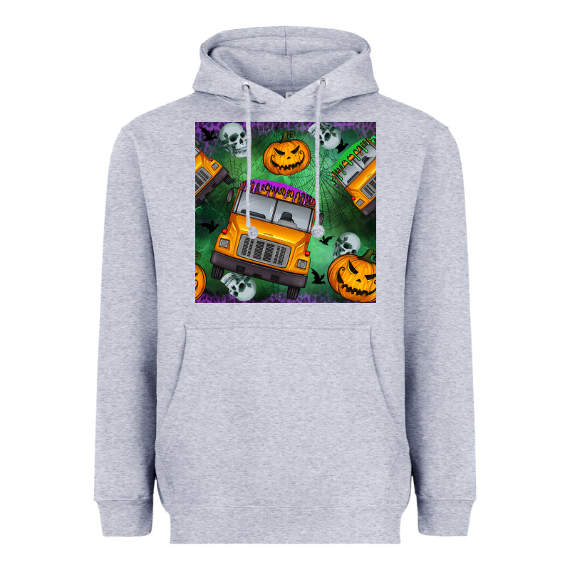 Halloween Bus And Pumpkin Seamless Pattern Heavyweight Hoodie by BundleAndBundleShop | Teevron