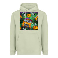 Matcha halloween bus and pumpkin seamless pattern Heavyweight Hoodie - BundleAndBundleShop