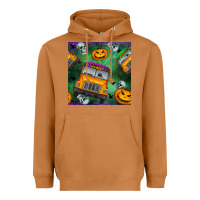 Meerkat halloween bus and pumpkin seamless pattern Heavyweight Hoodie - BundleAndBundleShop