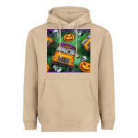 Mushroom halloween bus and pumpkin seamless pattern Heavyweight Hoodie - BundleAndBundleShop